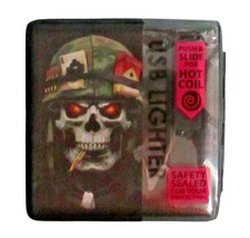 Cigarette Case w/Safety Sealed Rechargeable USB Lighter Metal Charging Cord Inc.