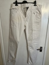 Peviani White Denim Jeans Size 36/31 Detailed Stitching Pockets Zip Fly