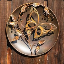 Butterfly on Branch Raised Wall Decor Disc