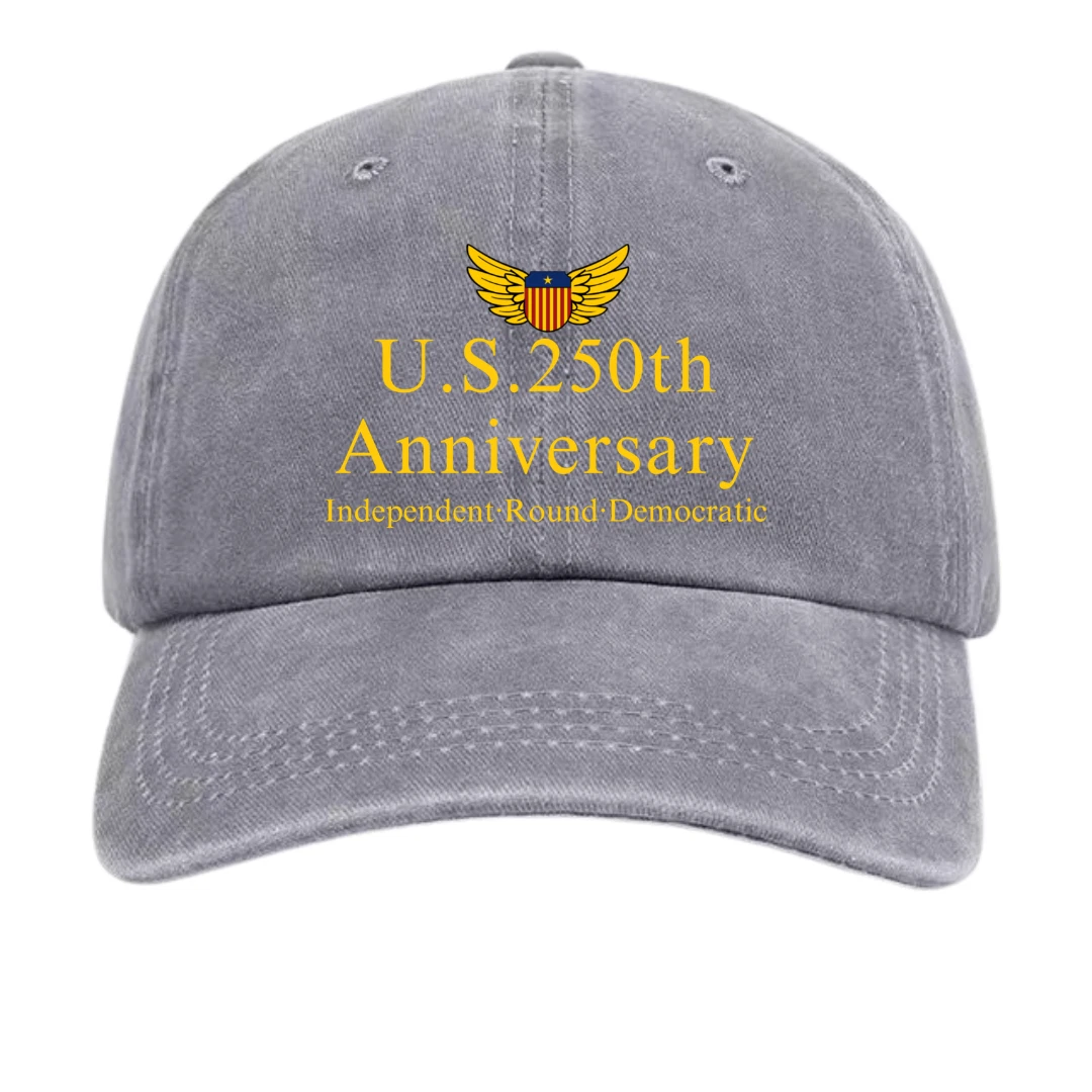 US 250th Anniversary Baseball Cap - Independence Patriotic Washed Denim Cap
