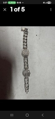 Vintage Harley Davidson Heavy Sterling Silver Bike Chain Men's Bracelet
