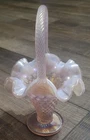 Fenton 95th Anniversary Pink Opalescent Iridescent Hobnail Cone Basket Vase
