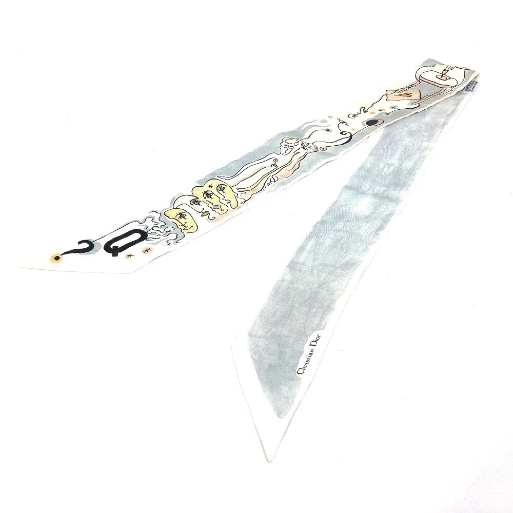 Dior initial logo Q Mitsua BandeauScarf Scarf silk White