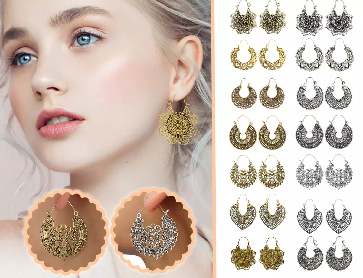 Ornate hoop earrings sale