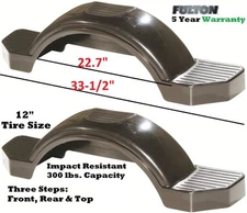 SET OF 2 (TWO) FULTON SINGLE AXLE TRAILER FENDERS 12" WHEELS TIRES SKIRT BOAT