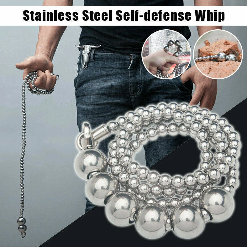 Buddha Beads Self defense Bracelet Outdoor Survival Stainless Steel EDC Chain