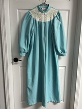 VTG Nightgown Carriage Court Sears Grannycore Women Size L 16/18 Floral Blue
