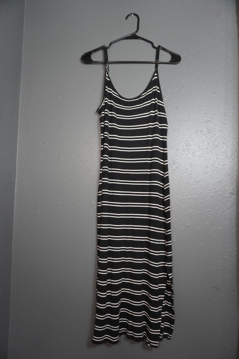 chinese dress ladies Black & White Striped Maxi Shirt Dress - All Dresses main image 1
