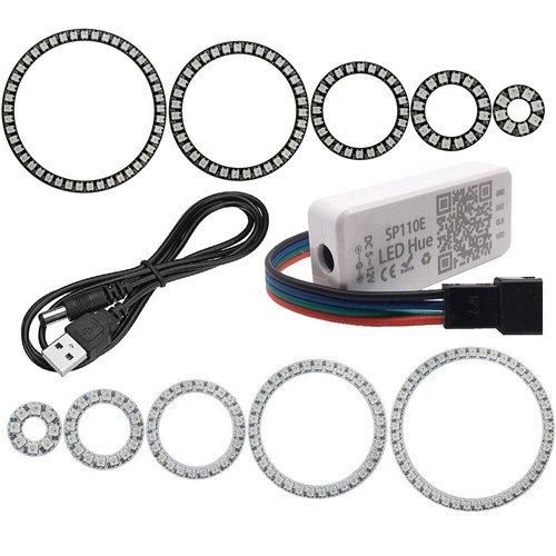 WS2812B 8/16/24/35/45Leds Pixel SP110E Controller Kit Ring Individul Addressabie - Picture 2 of 31