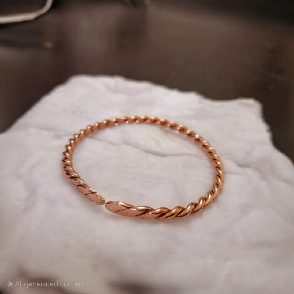 Pure Copper Tensor Ring Bangle Bracelet Copper round cuff adjustable bangle - Image 3 of 4