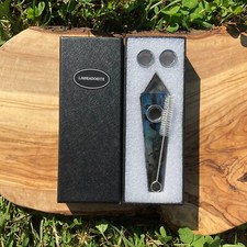 Pipa de cristal para fumar piedras preciosas de labradorita hecha a mano cuchara de mano tazón para humo de tabaco