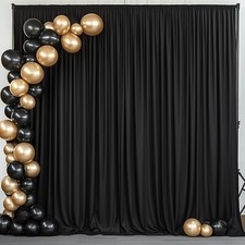 10x10FT Black Backdrop Curtains for Parties Wrinkle Free Black Curtains Backd...