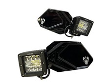 Espejos retrovisores Chupacabra Offroad Cuero Pro UTV con luces LED se adapta a tubo de 1-7/8" blanco