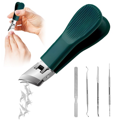 5 Pcs Beveled Edge Nail Clipper Set Wide Jaw Slanted Cutter Toenails Trimmer - Picture 20 of 20