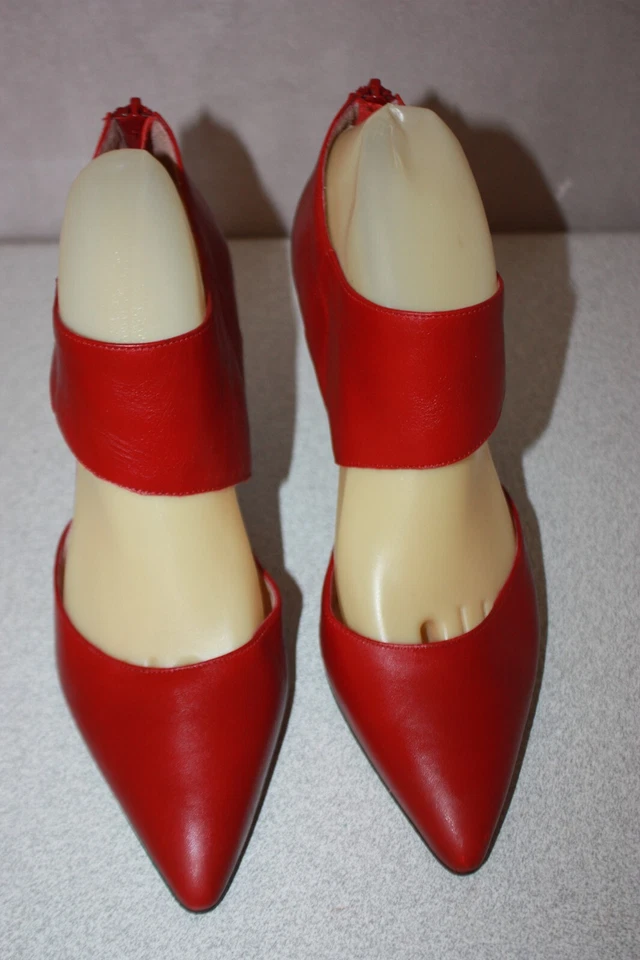 SAN MARINA Escarpins Pointus Cuir Rouge T 39 TBE - Photo 2/4