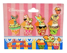 Disney Pins Cupcakes 4 Disneyland Paris Park Character Pin Set On Card Band New