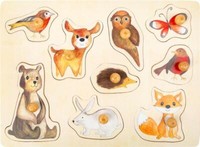 Setzpuzzle Waldtiere, 9 Teile, Kinderpuzzle, Hase, Fuchs, Reh, Eule, Igel....