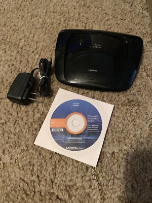 CISCO-LINKSYS WRT160N WIRELESS-N BROADBAND ROUTER W/ INSTALLATION DISC & ADAPTER