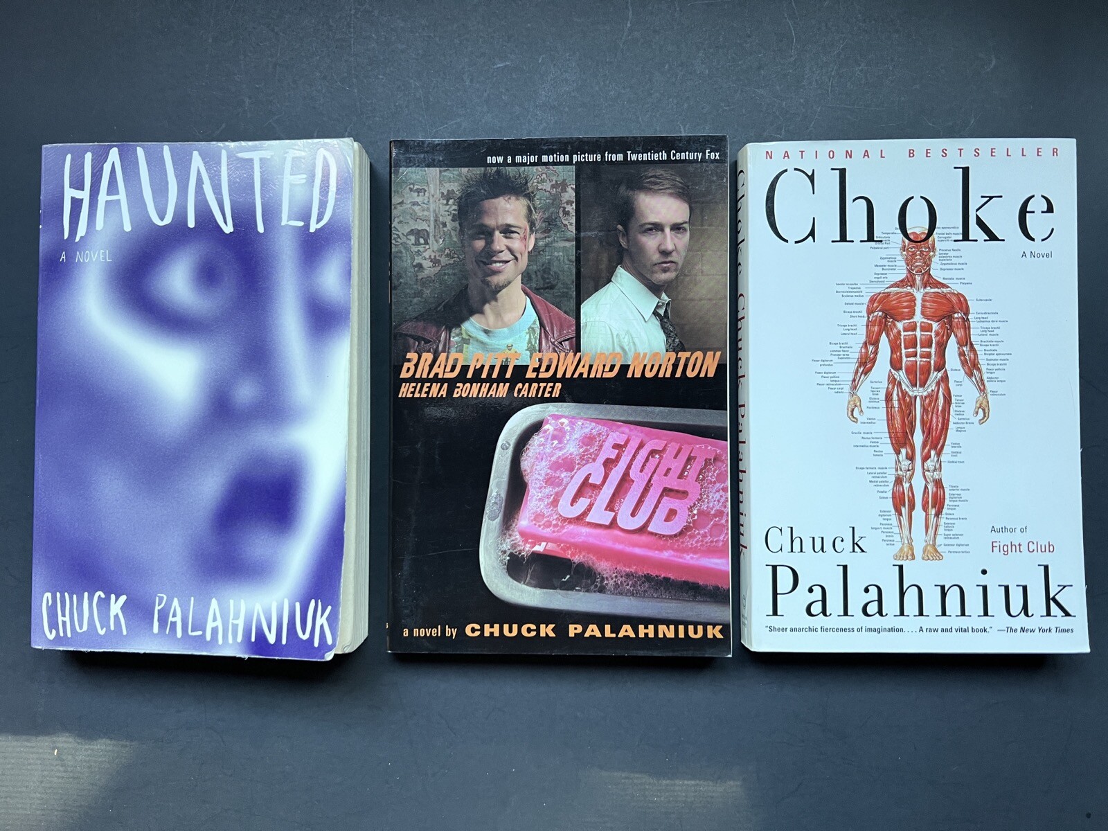 (3) Chuck Palahniuk Book Lot: Fight Club, Choke, Haunted Ex Cond FREE