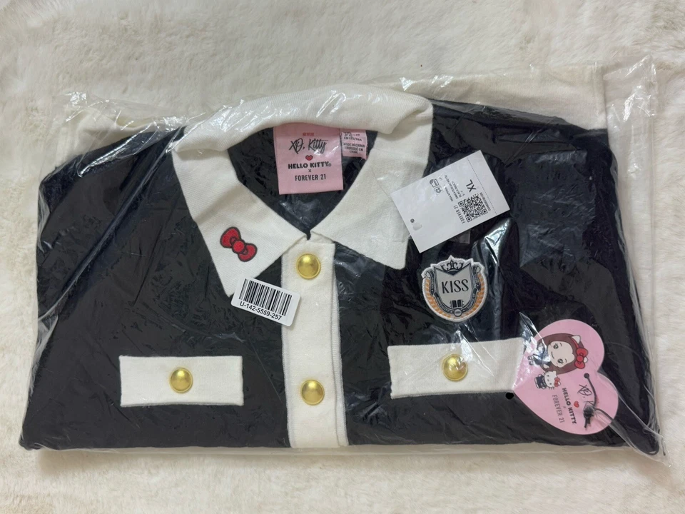 Cárdigan suéter Hello Kitty X Forever 21 blanco y negro para mujer XL NUEVO CON ETIQUETAS Foto 2 de 4