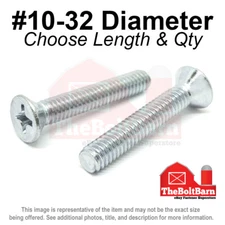 #10-32 Phillips Flat Head Machine Screws Bolts Zinc FINE (Pick Length & Qty)
