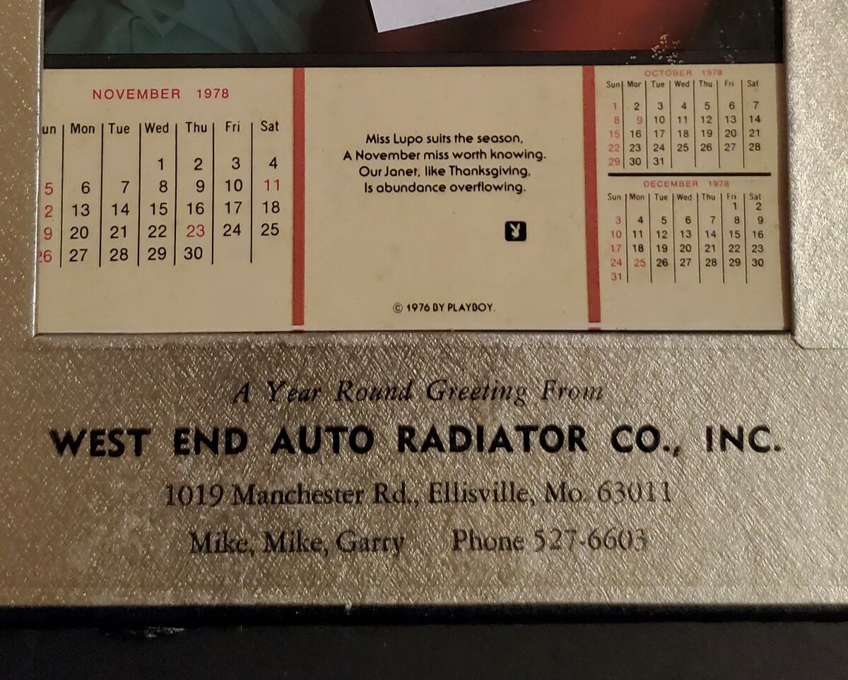 2 PLAYBOY ADVERTISING DESK CALENDARS '78 & '82 WEST END AUTO RADIATOR