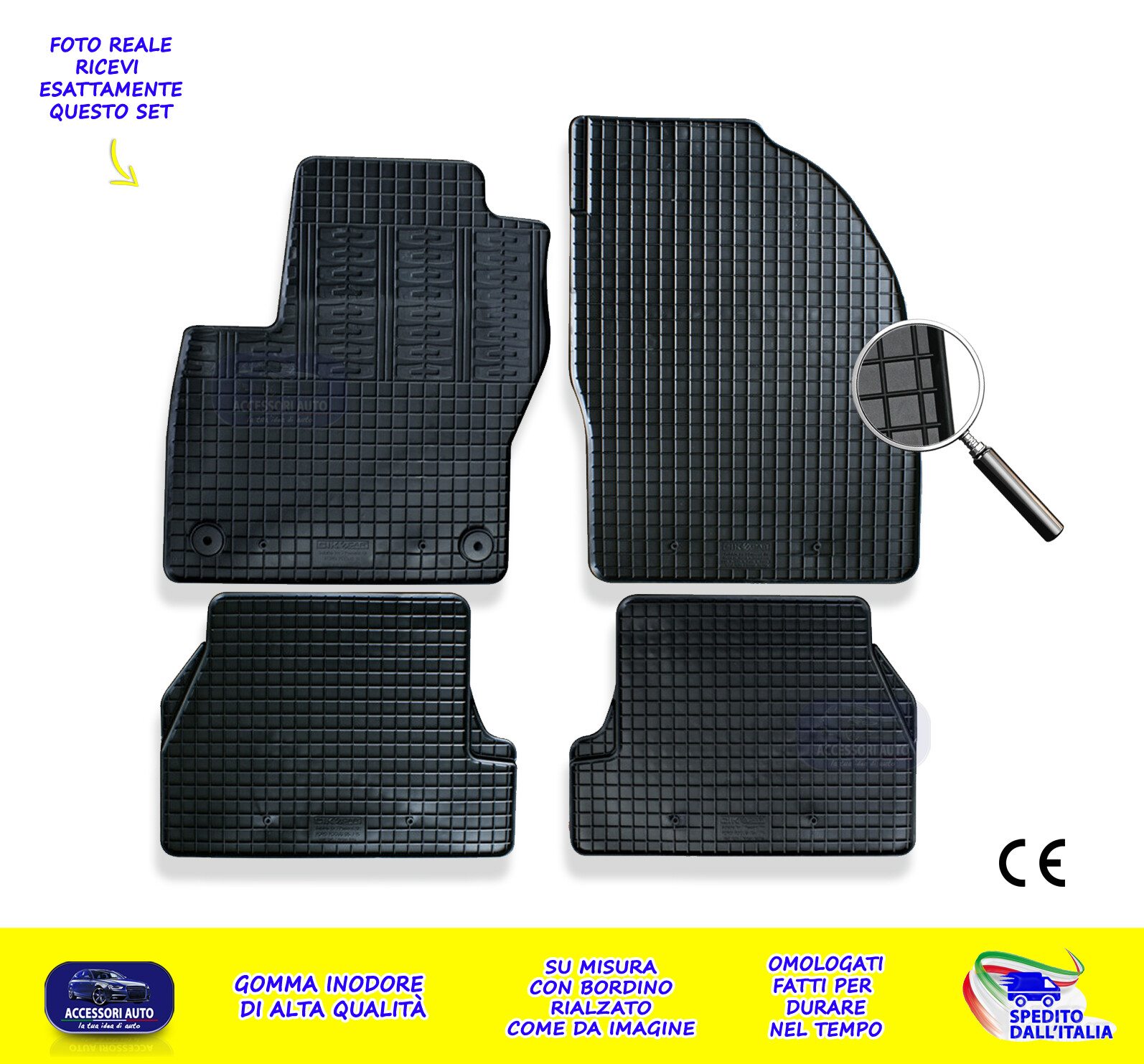 Tappetini Auto in Gomma su Misura – Tappeti Set 4 Pz. Focus 2011>2014 - Immagine 1