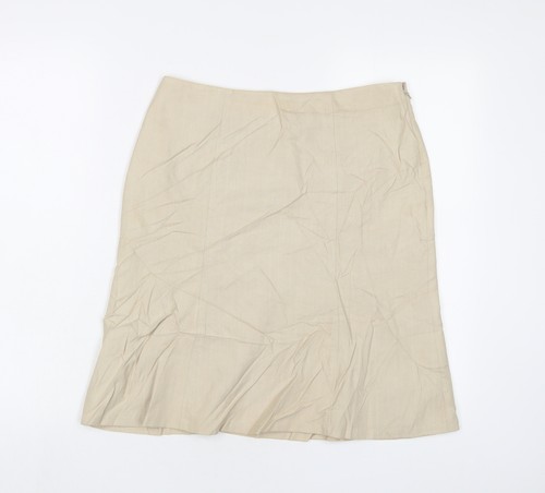 NEXT Womens Beige Cotton A-Line Skirt Size 8 Zip - 第 1/10 張圖片