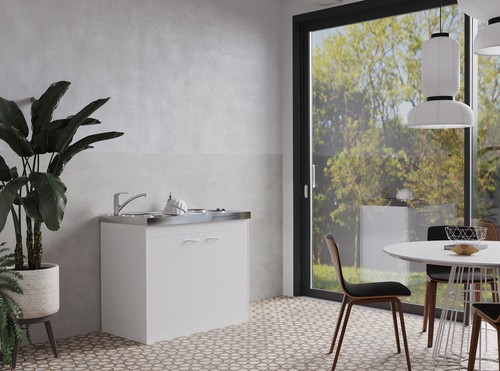 Küche Miniküche Singleküche Küchenzeile Pantry Weiß Levin 100 cm Respekta - Bild 1 von 4