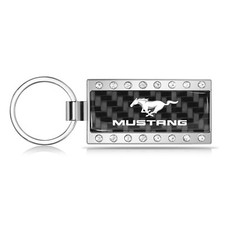 Ford Mustang Carbon Fiber Chrome Metal Crystal Rhinestone Key Chain