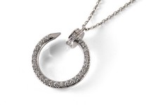 Cartier Kette Anhänger JUSTE UN CLOU Nagel Brillanten 750 Weißgold [BRORS 19668]