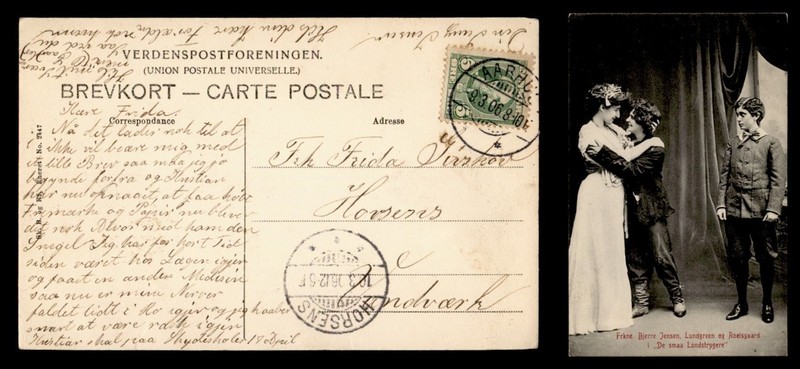 DR WHO 1906 DENMARK AARHUS POSTCARD TO HORSENS R80181