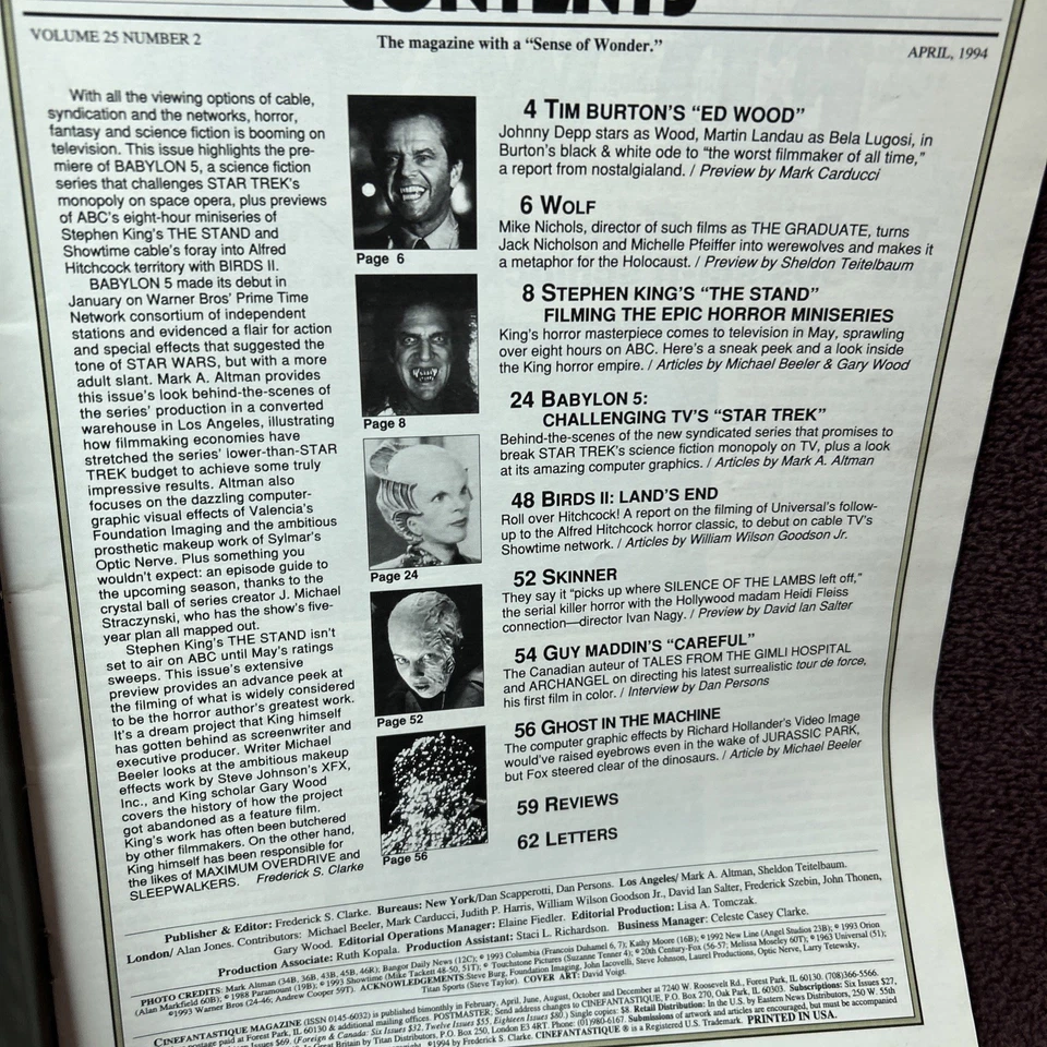 Cinefantastique Magazine - Volume 25 Number 2 - April 1994 - Image 3 of 3