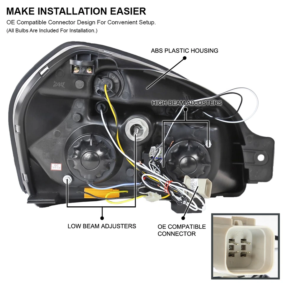 Fits 2005-2009 Hyundai Tucson Black LED Halo Projector Headlights Lamps LH+RH — 第 4/4 张图片