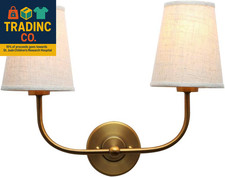 Applique doppio vintage grande antico 2 luci applique con imbuto svasato lino be