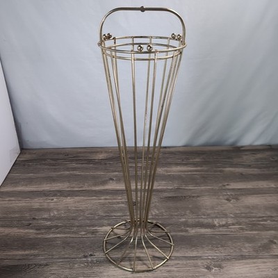 VTG Ashtray Stand / Umbrella Holder MCM Metal Atomic Rails Gold Tone 24.5''x7'' 