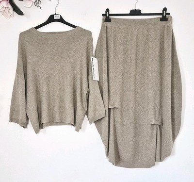 Leichter Feintrick 2-Teiler Rock + Pullover Set 3/4 Arm Onesize 38 40 42
