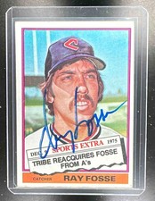 1976 Topps Ray Fosse Traded #554T On Card Auto Cleveland Indians MLB baseball