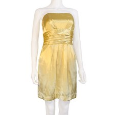 Yellow Satin Strapless Bridesmaid Dress - Women's Size 8 David's Bridal #83707EM