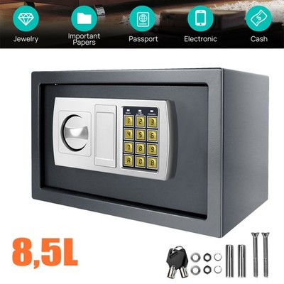 Kleiner elektronischer Mini Tresor Safe Schranktresor mit Zahlenschloss Grau