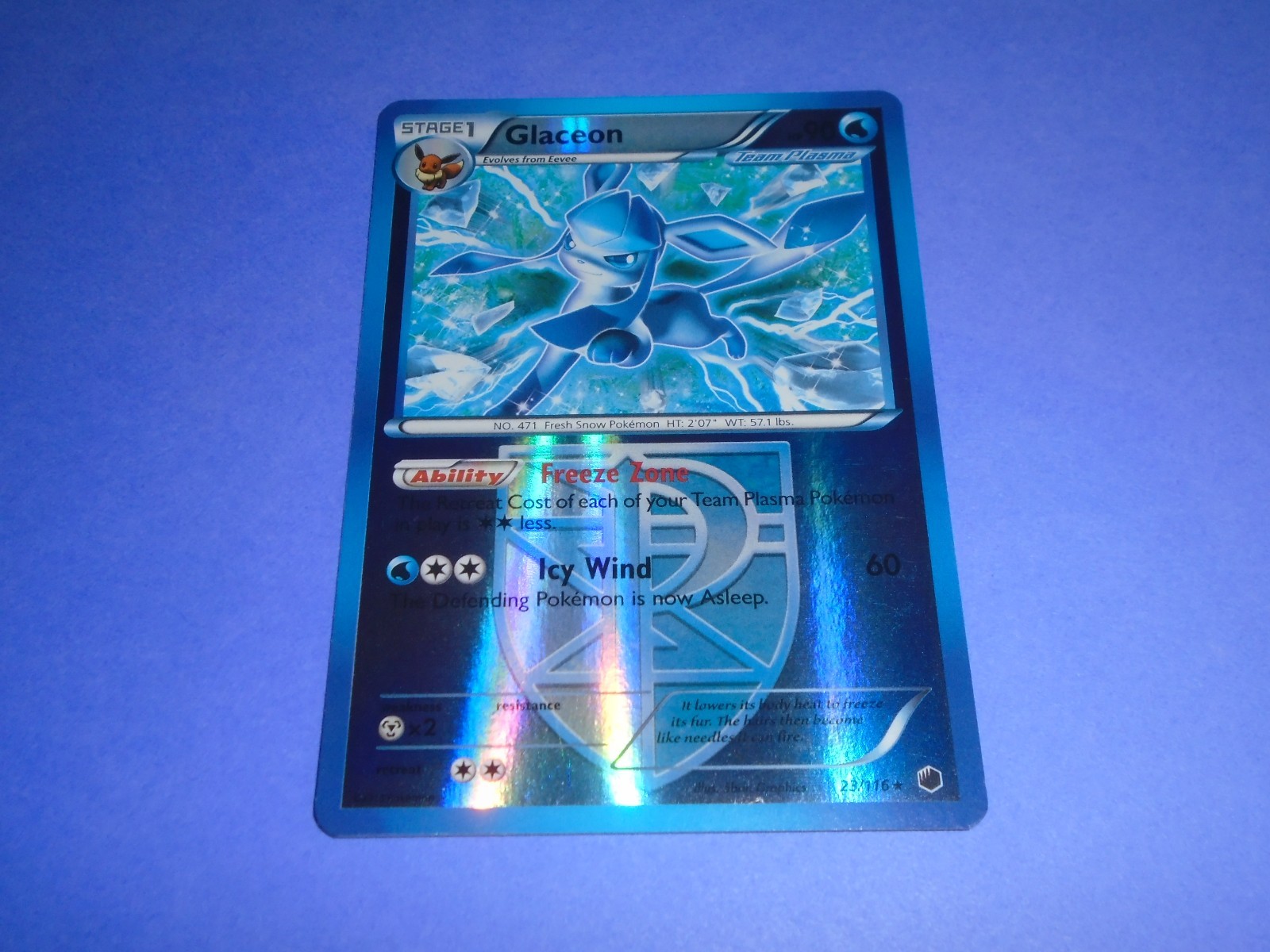 Pokemon TCG Glaceon (Plasma Freeze 23/116) Reverse Holo Rare NM
