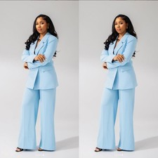 Sky Blue Women Suits Business Wedding Dinner Party Blazers Ladies Outfits Plus