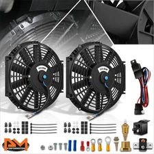 2x 12" 12V Push Pull Racing Slim Electric Radiator Cooling Fan w/Relay&Mount Kit