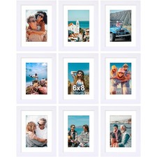 Vittanly 6x8 Picture Frames Set of 9, Shatter Resistant Plexiglass, Display 4x6
