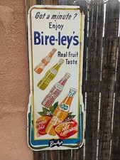 Original 1950s Bire-ley's Soda Tin Embossed Sign Advertising Vintage Soda Pop