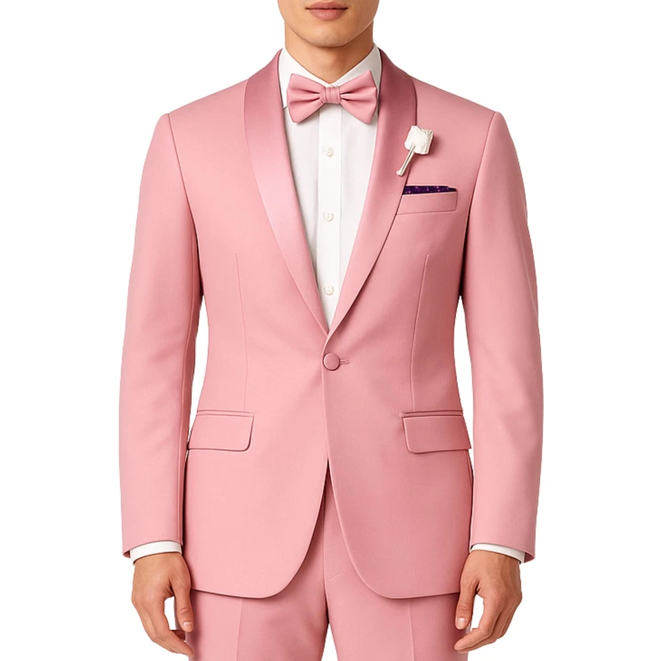 Esmoquin chal ajustado elástico VINCI para hombre con cintura flexible, 34S-56L, 6 colores - NUEVO Foto 3 de 4