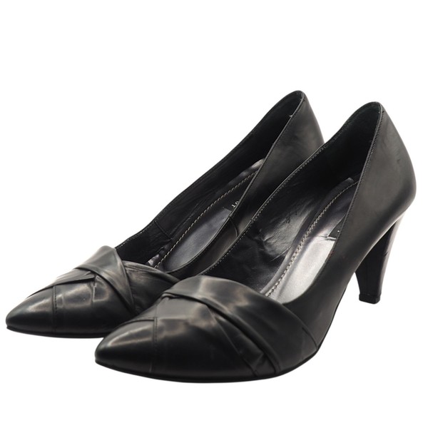 Navyboot Damen Pumps schwarz geflochtenes Leder spitz zulaufend Größe 38 Made in Italy, Bot