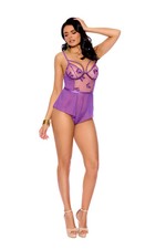 Elegant Moments - 77201 - Embroidered mesh teddy with underwire cups - Purple