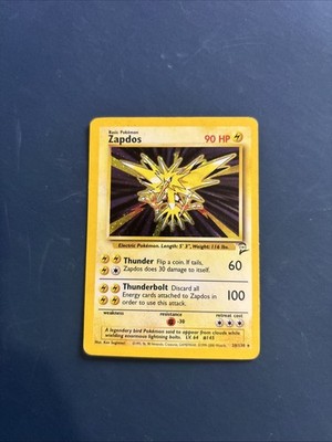 Pokemon TCG Zapdos Holo Card Base Set 2 20/130 LP Condition Rare WOTC 1999