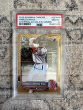 2025 Bowman Chrome Prospect Harold Rivas Rookie 1st Gold Shimmer /50 Auto PSA 10